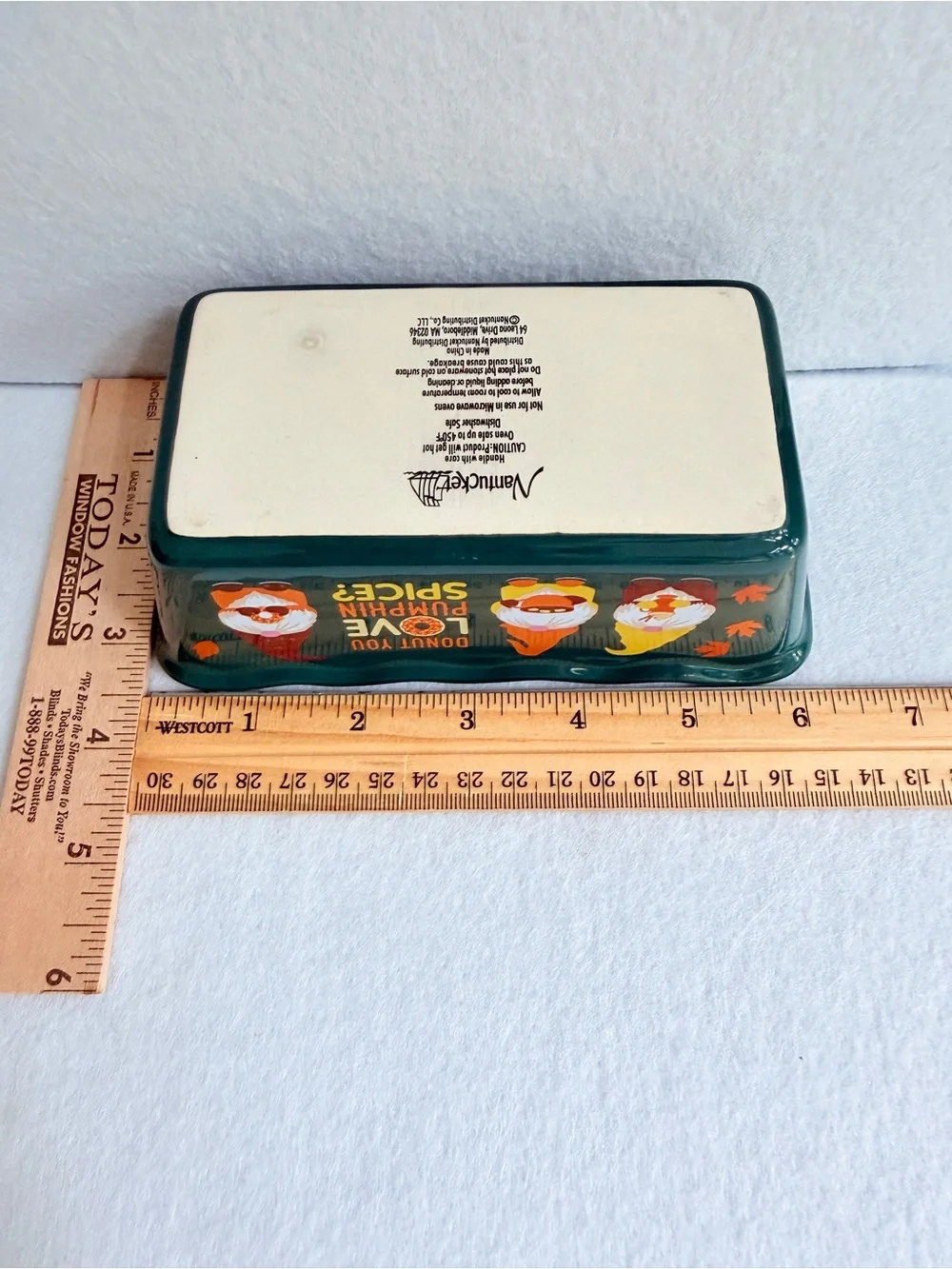 Nantucket mini loaf pan Fall Gnomes Donut You Love Pumpkin Spice Stoneware green